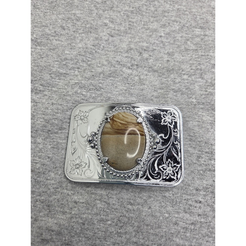 Womens Floral Brown Agate Gemstone Filigree Southwestern Belt Buckle Cowgirl
